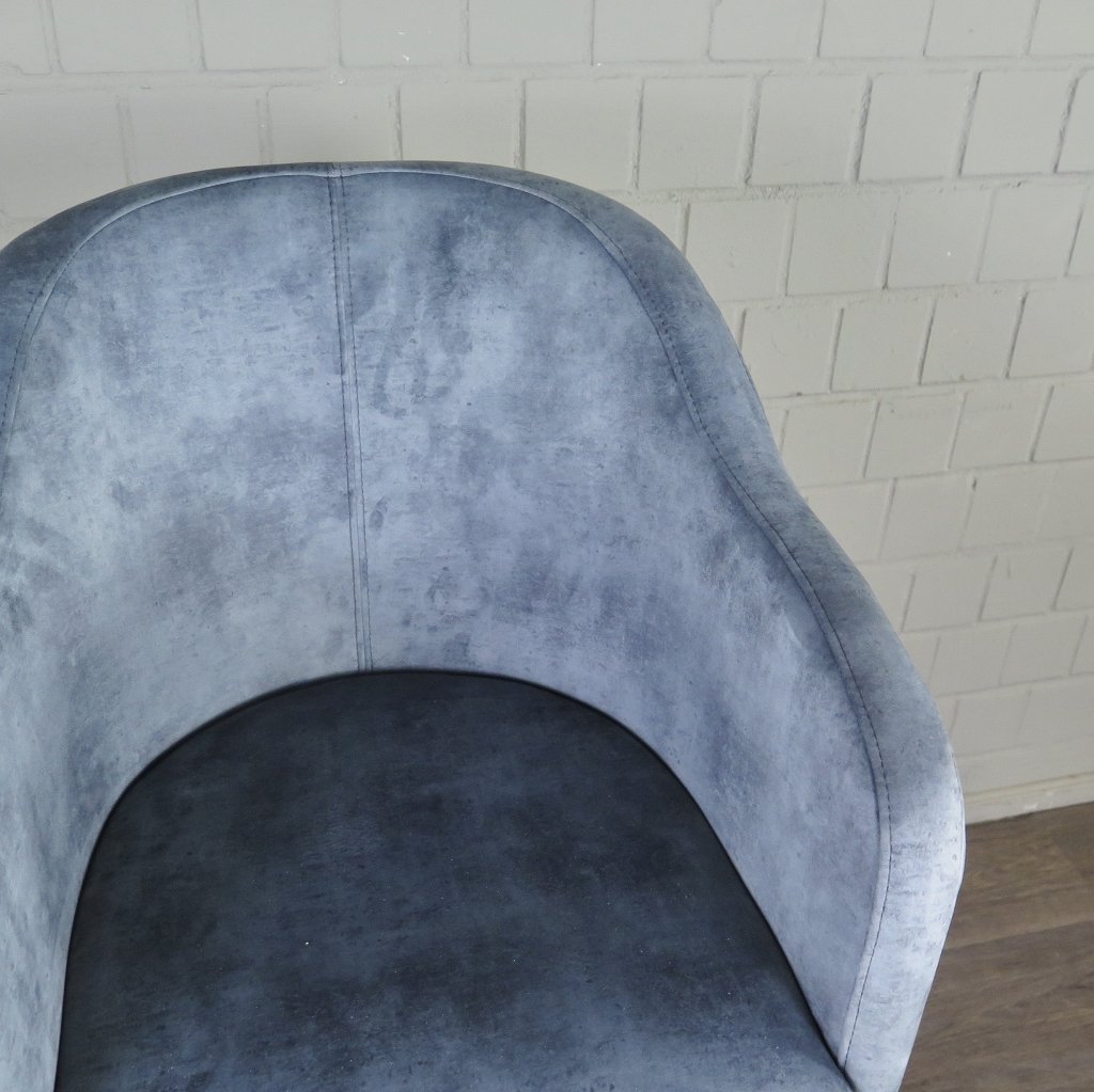 Barhocker Barstuhl Blau Velour