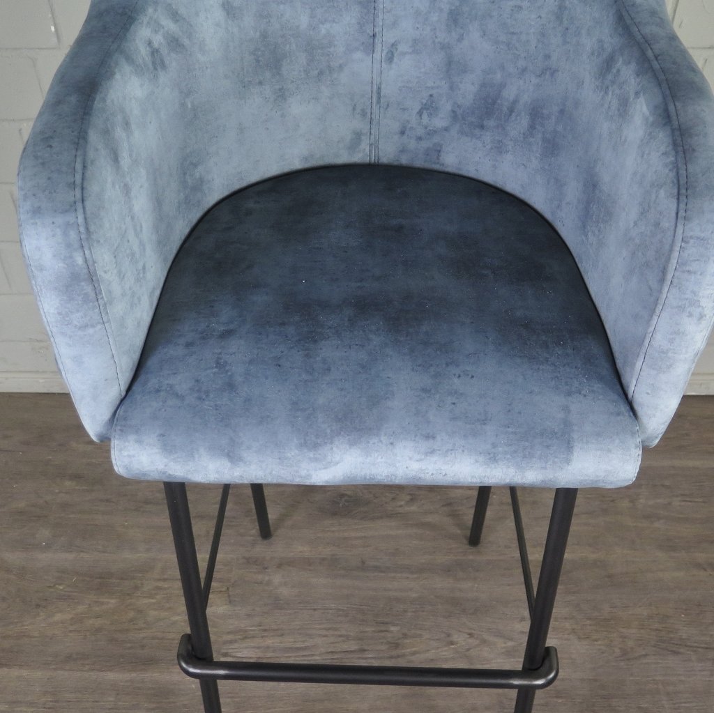 Barhocker Barstuhl Blau Velour