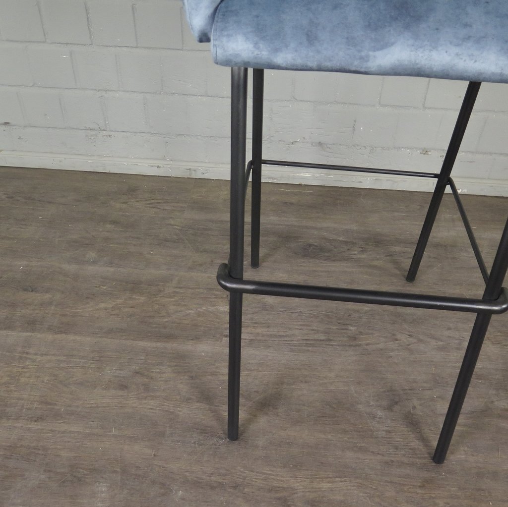 Barhocker Barstuhl Blau Velour