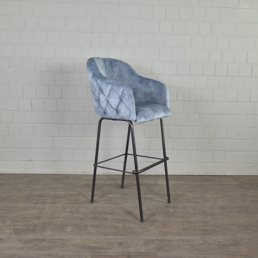 Barhocker Barstuhl Blau Velour