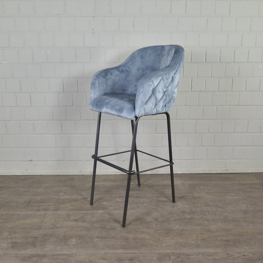 Barhocker Barstuhl Blau Velour