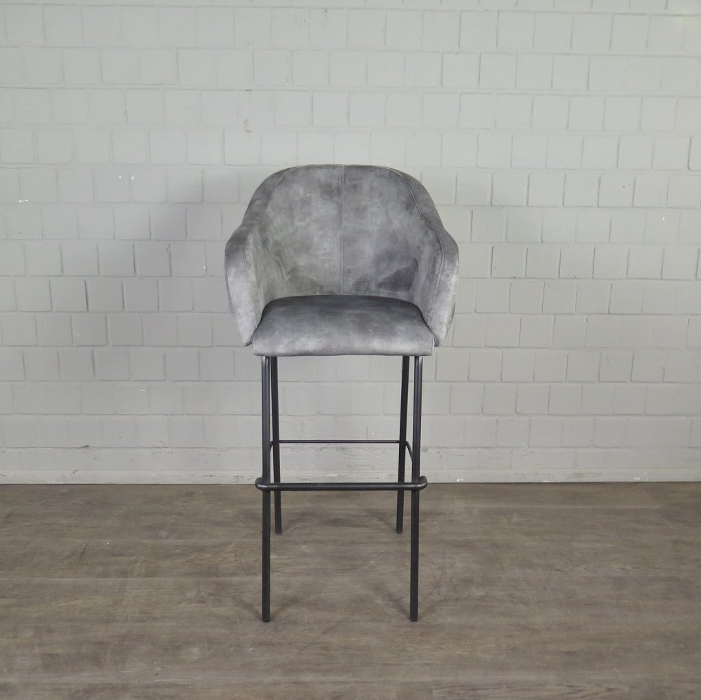 Barhocker Barstuhl Grau Velour