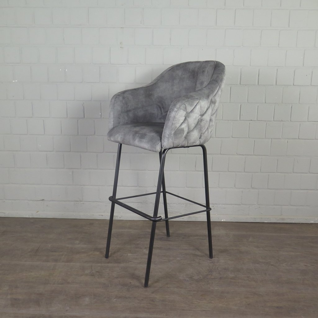 Barhocker Barstuhl Grau Velour