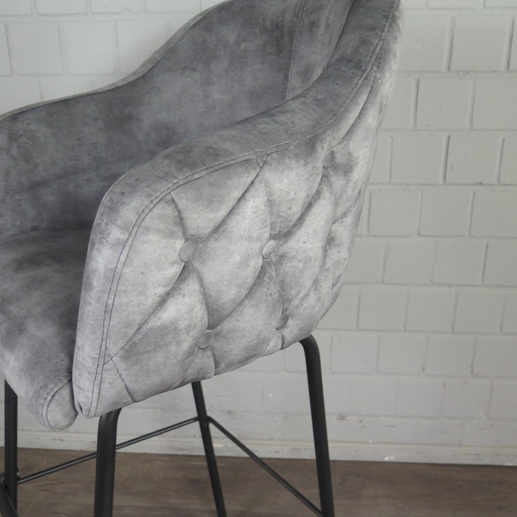 Barhocker Barstuhl Grau Velour