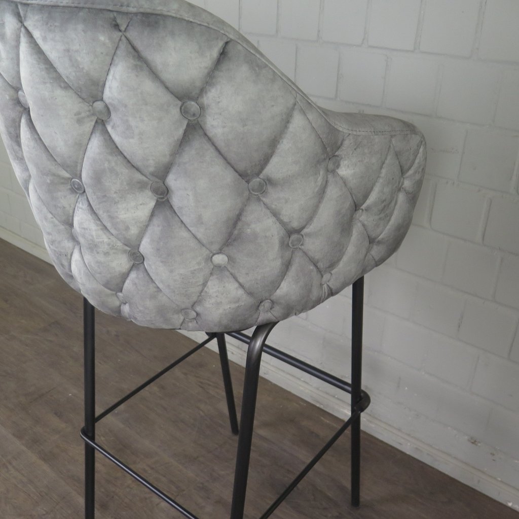Barhocker Barstuhl Grau Velour