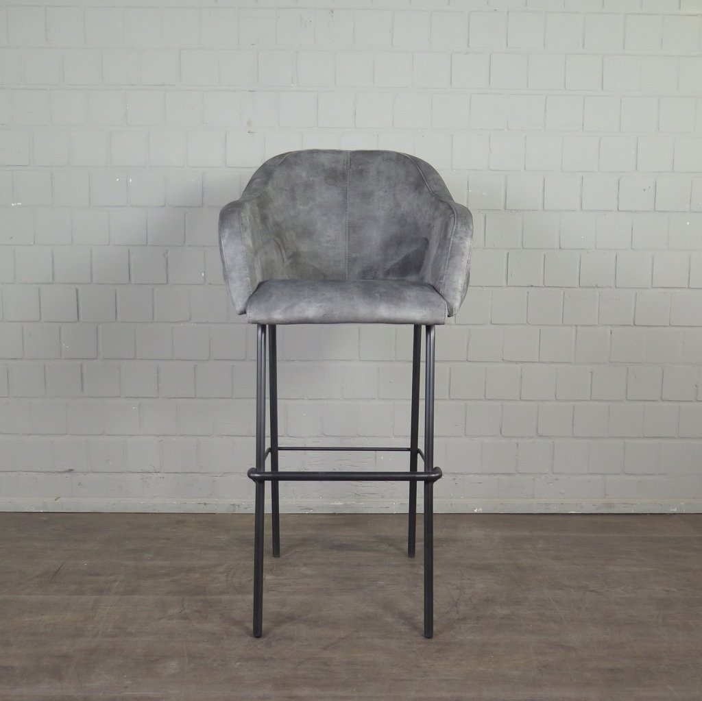 Barhocker Barstuhl Grau Velour