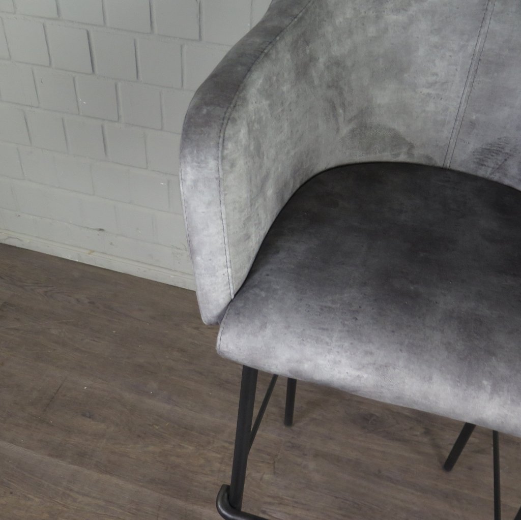 Barhocker Barstuhl Grau Velour