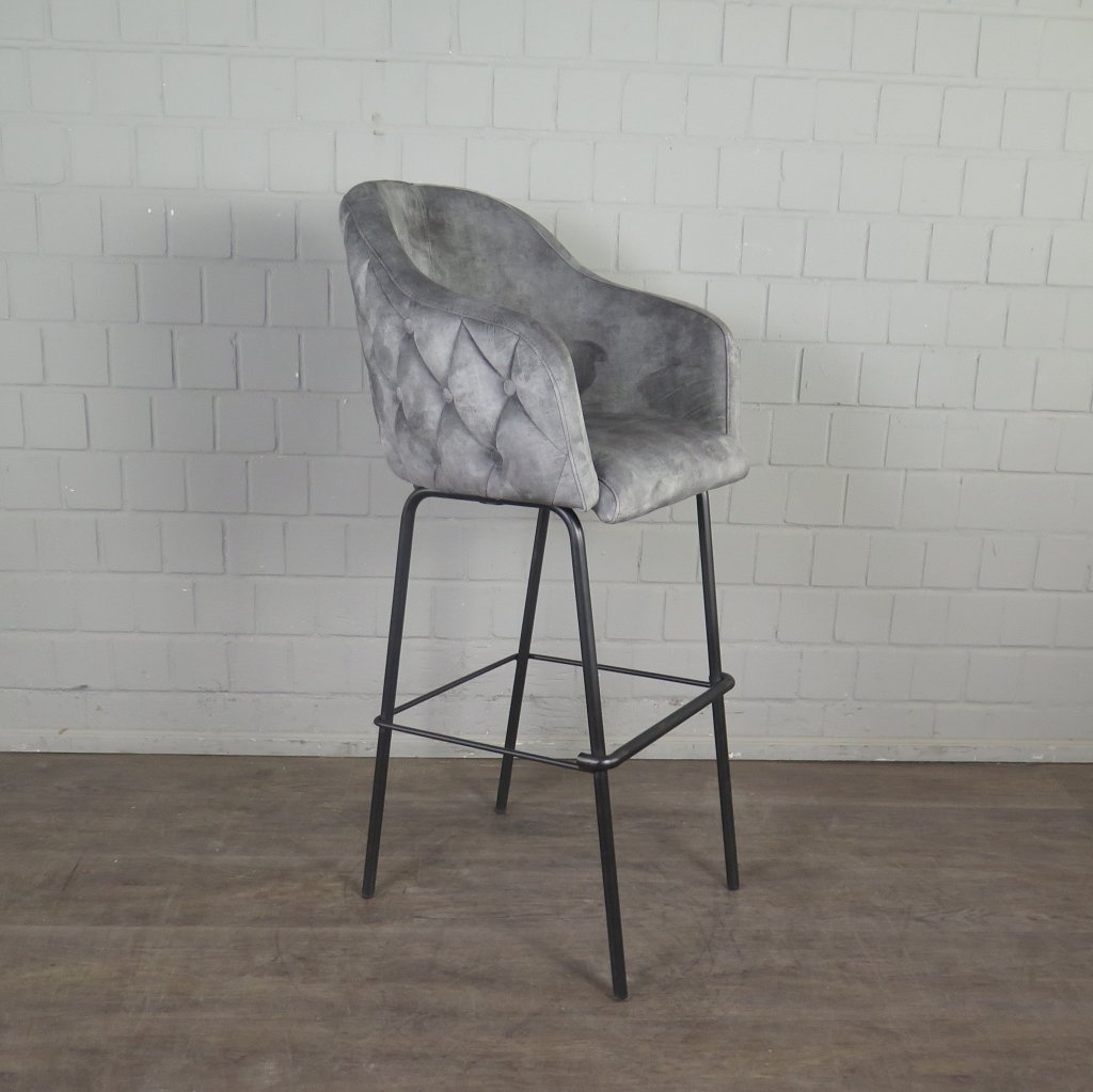 Barhocker Barstuhl Grau Velour