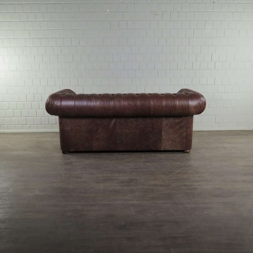 Chesterfield Sofa Couch Leder Antikbraun 2.00 m
