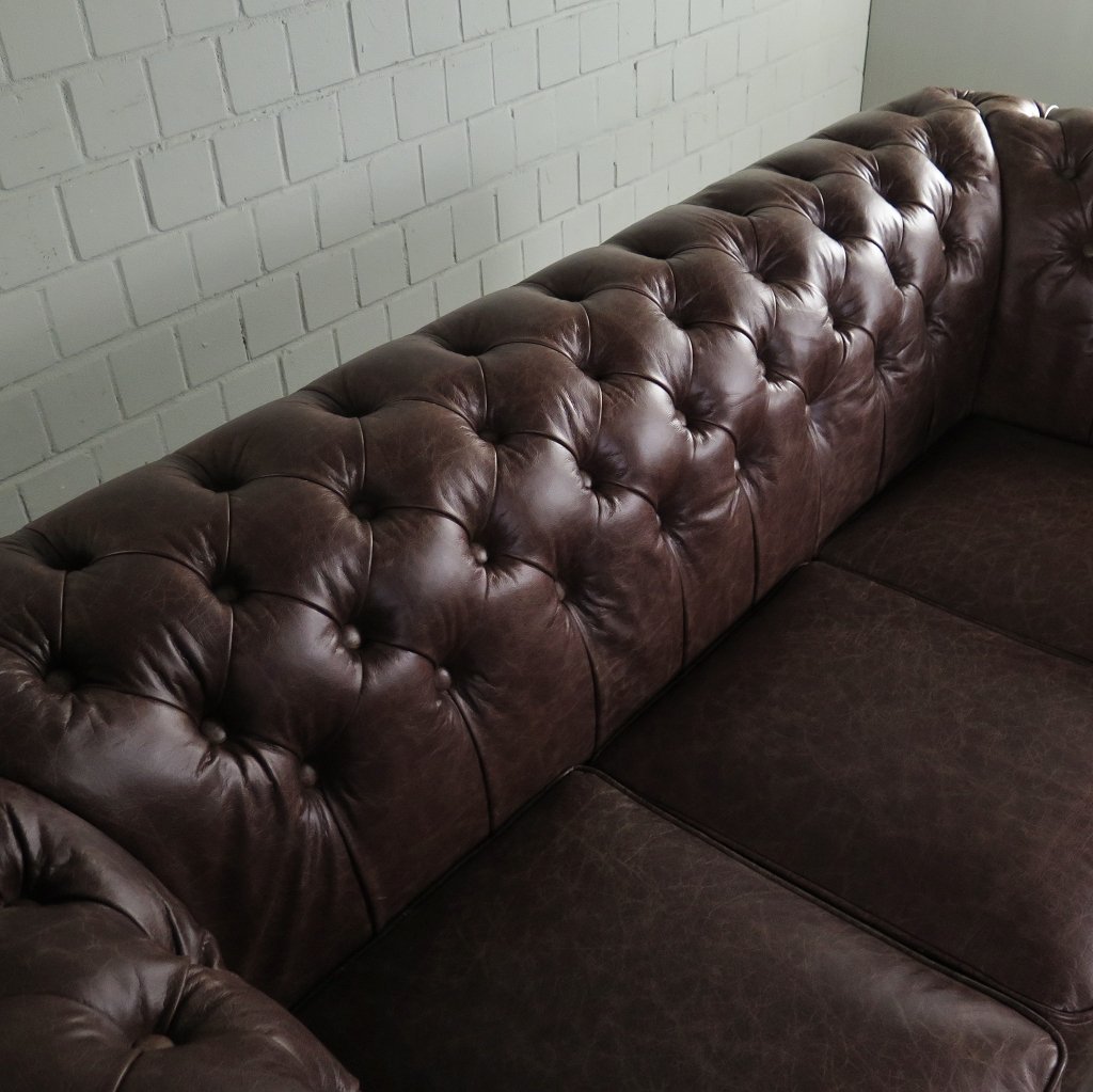 Chesterfield Sofa Couch Leder Antikbraun 2.00 m