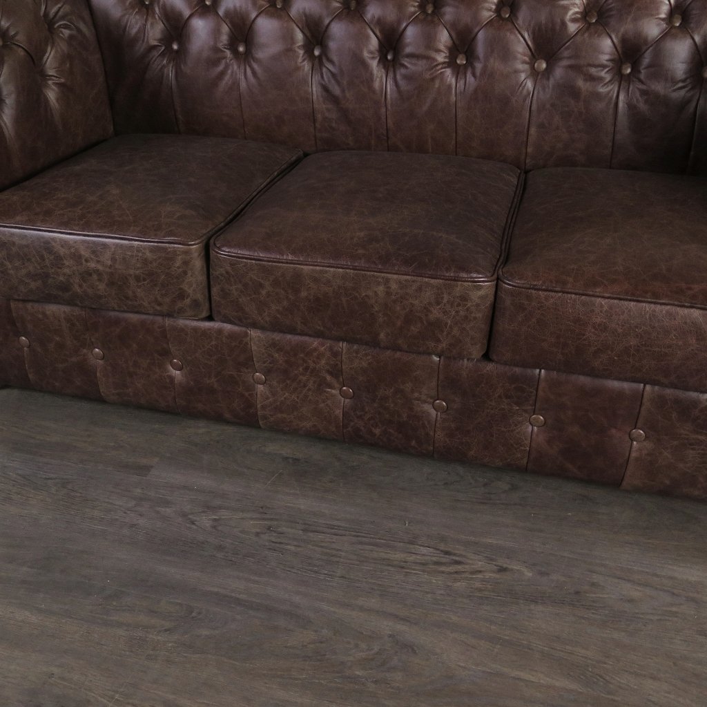 Chesterfield Sofa Couch Leder Antikbraun 2.00 m