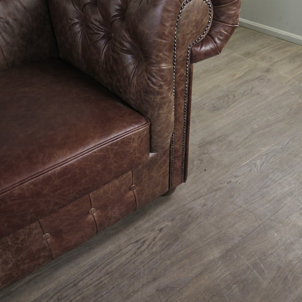 Chesterfield Sofa Couch Leder Antikbraun 1,80 m