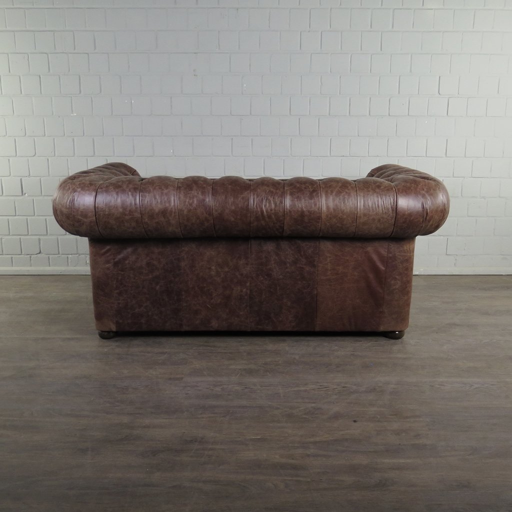 Chesterfield Sofa Couch Leder Antikbraun 1,80 m