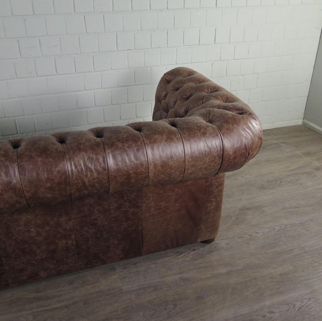 Chesterfield Sofa Couch Leder Antikbraun 1,80 m