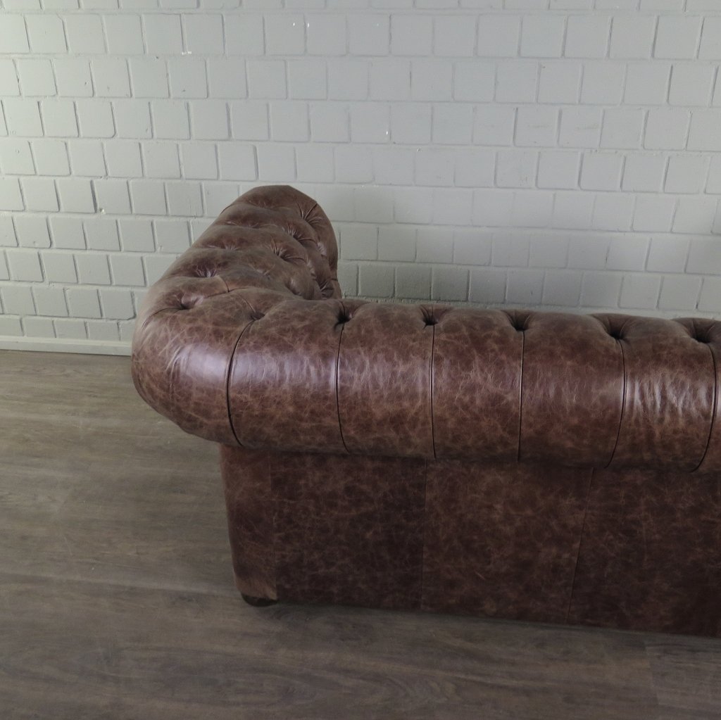 Chesterfield Sofa Couch Leder Antikbraun 1,80 m