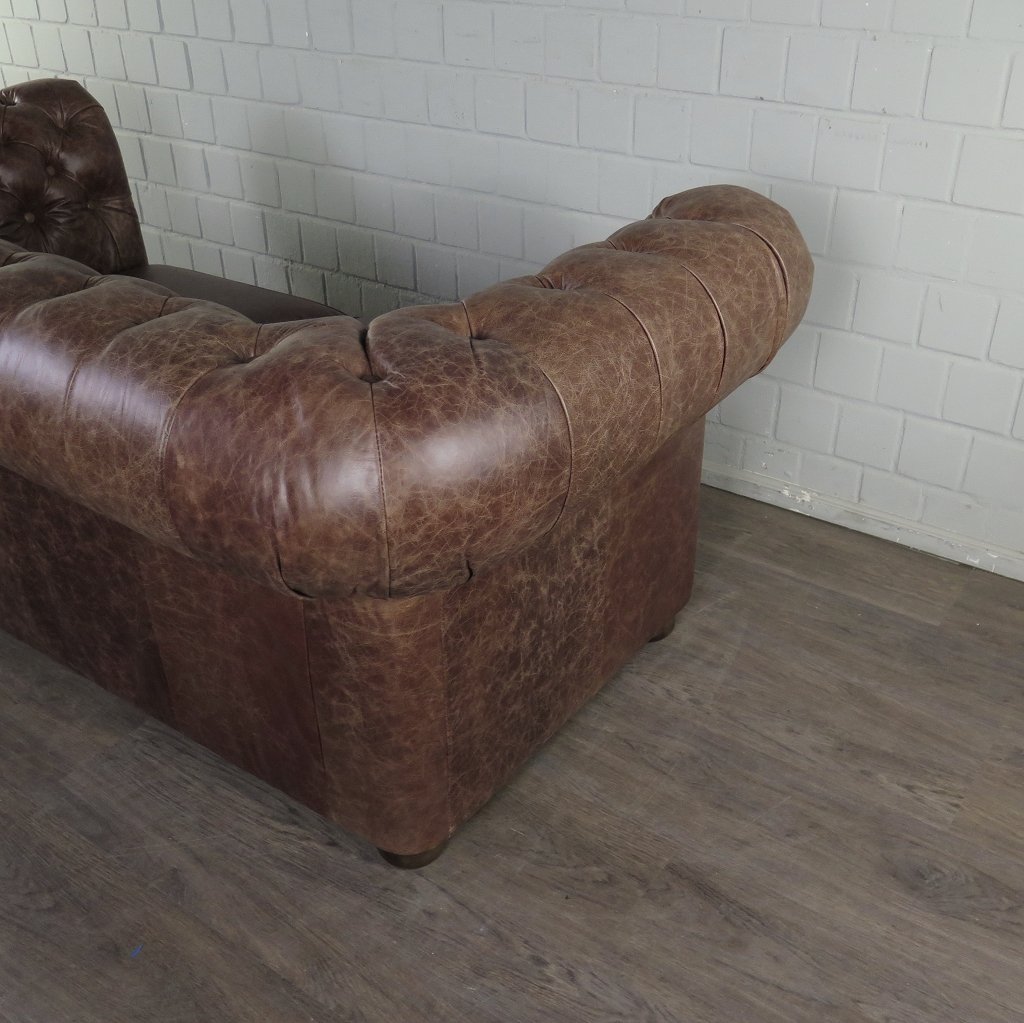 Chesterfield Sofa Couch Leder Antikbraun 1,80 m