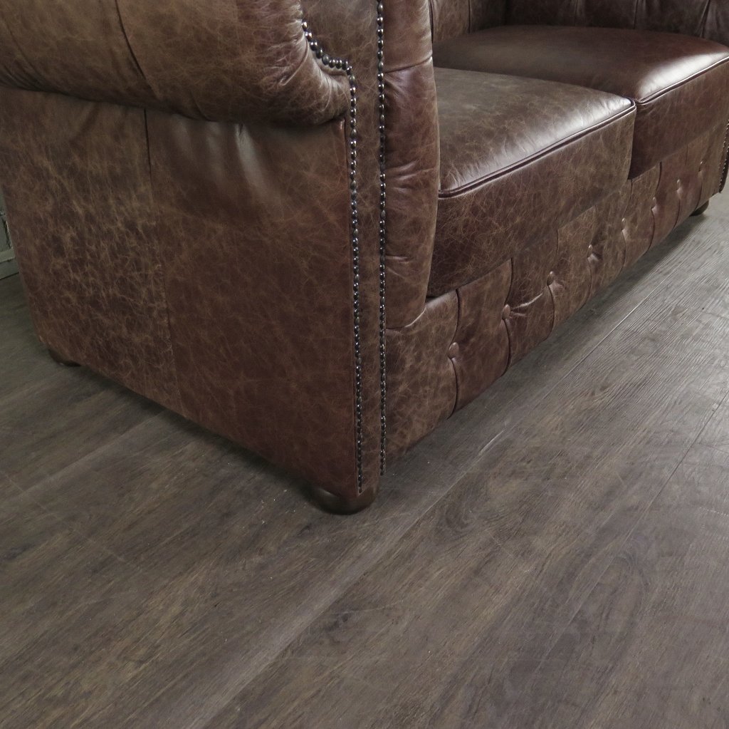 Chesterfield Sofa Couch Leder Antikbraun 1,80 m