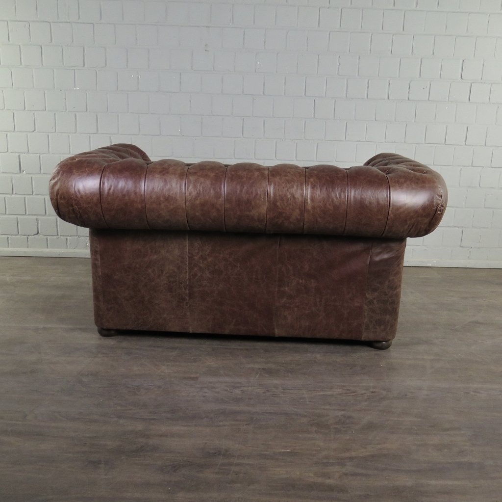 Chesterfield Sofa Couch Leder Antikbraun 1,56 m