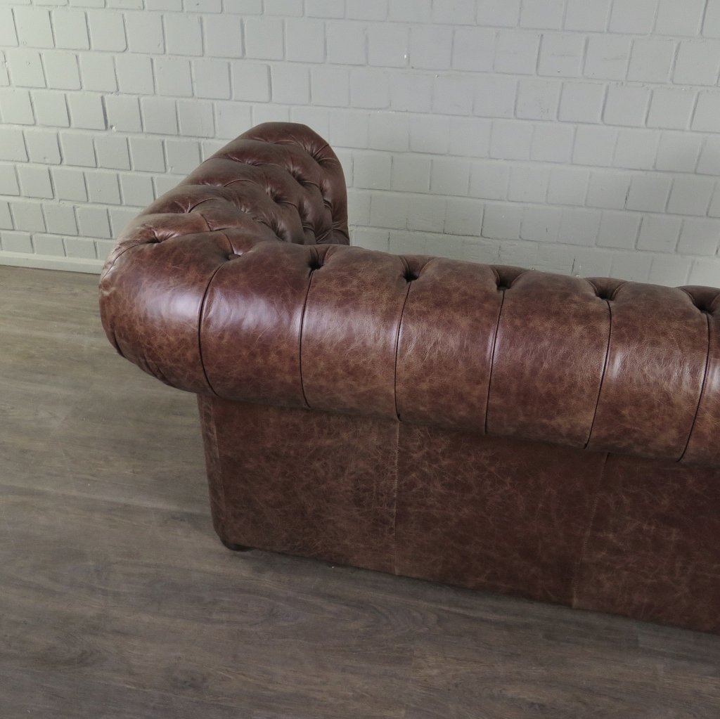 Chesterfield Sofa Couch Leder Antikbraun 1,56 m