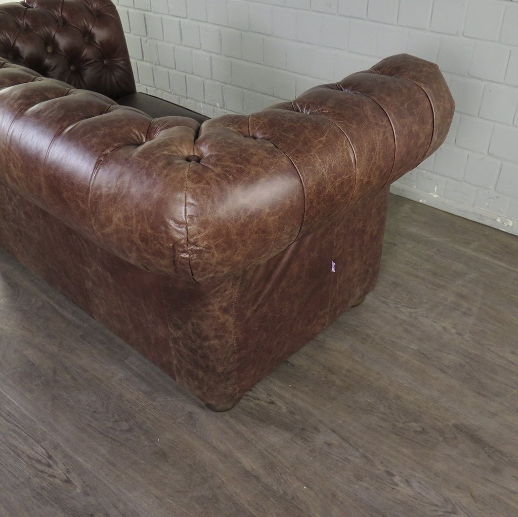 Chesterfield Sofa Couch Leder Antikbraun 1,56 m