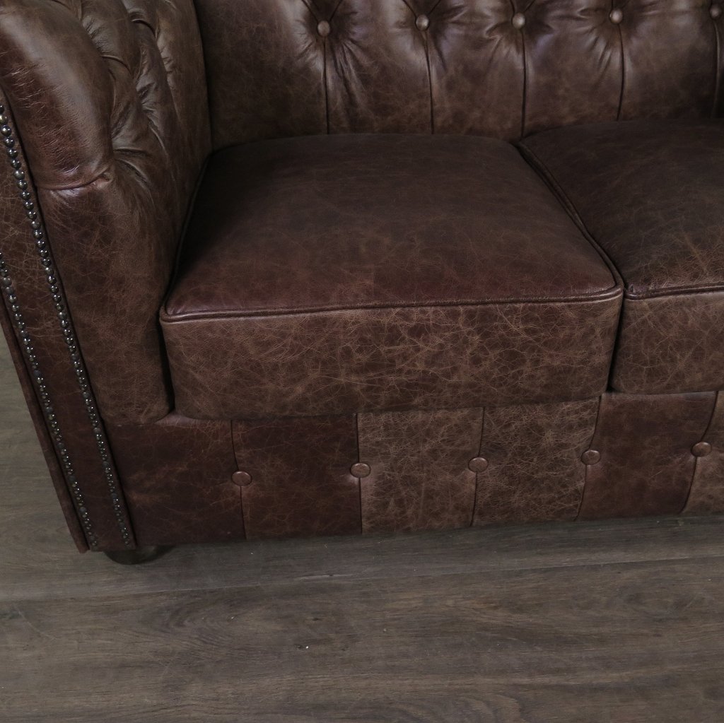 Chesterfield Sofa Couch Leder Antikbraun 1,56 m