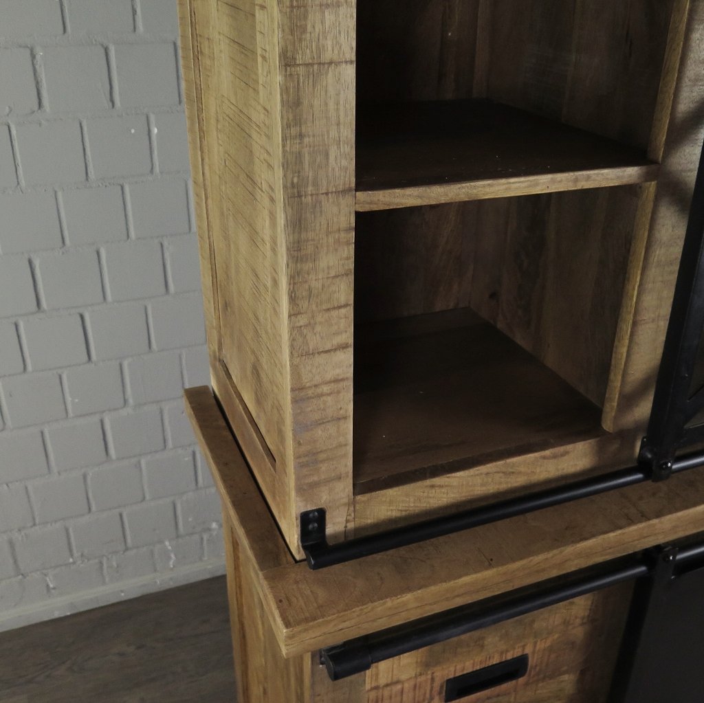 Bücherschrank Vitrine Mangoholz 1,60 m