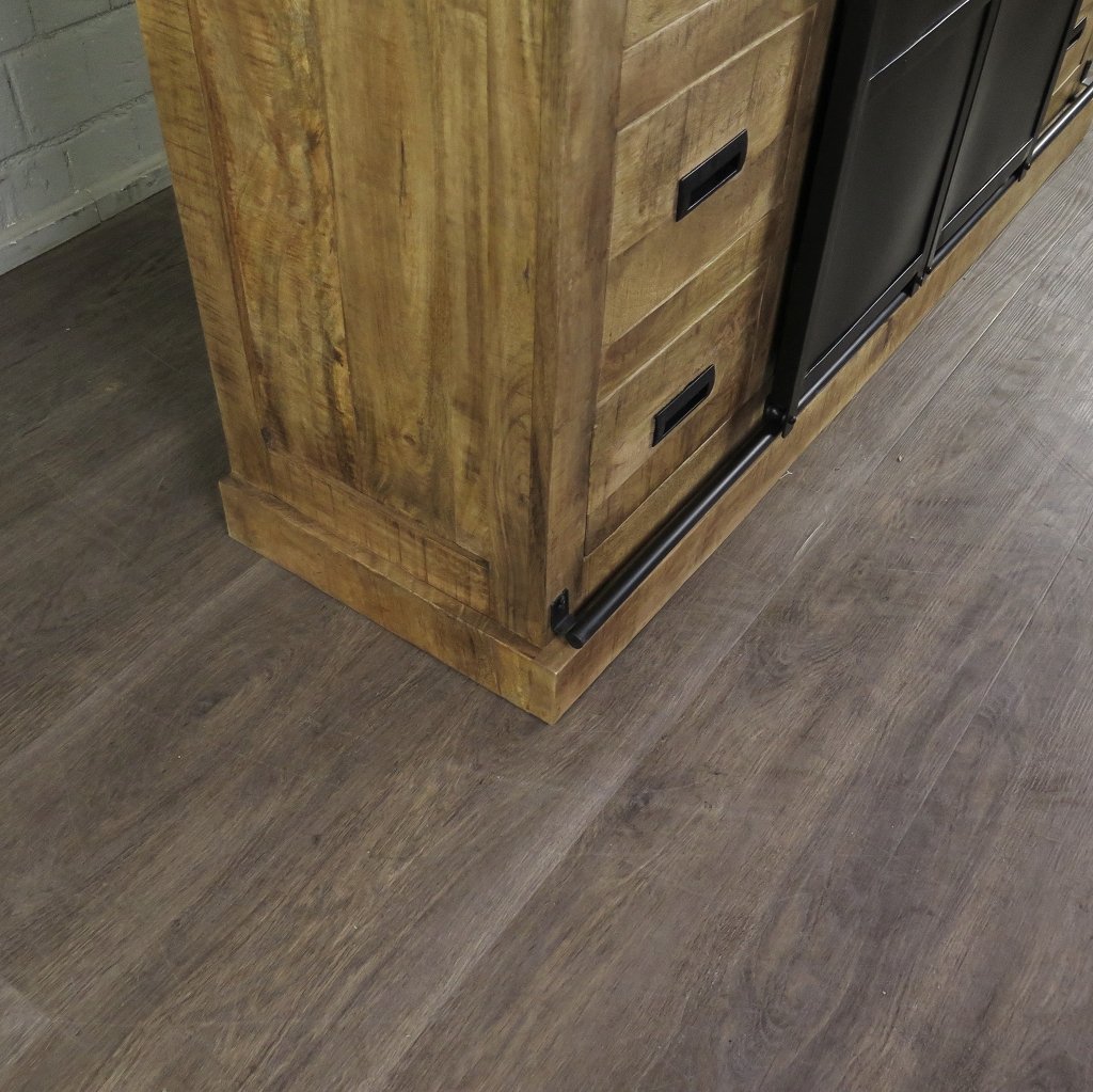 Bücherschrank Vitrine Mangoholz 1,60 m