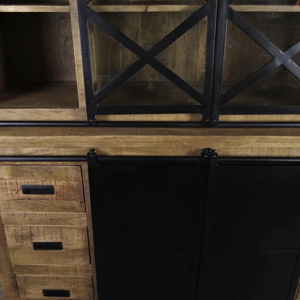 Bücherschrank Vitrine Mangoholz 1,60 m