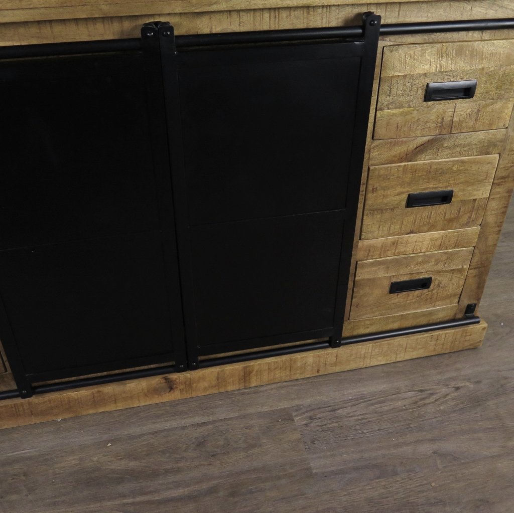 Bücherschrank Vitrine Mangoholz 1,60 m