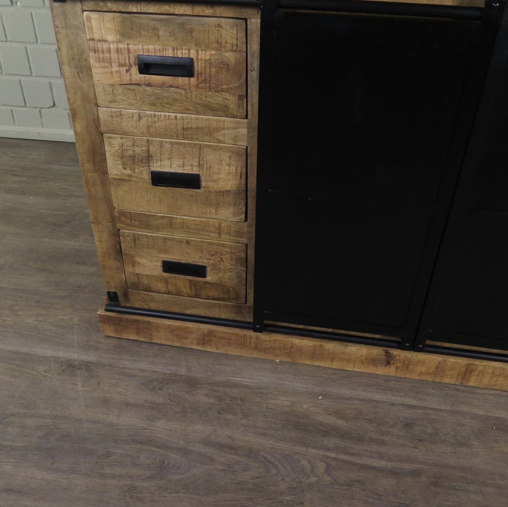 Bücherschrank Vitrine Mangoholz 1,60 m