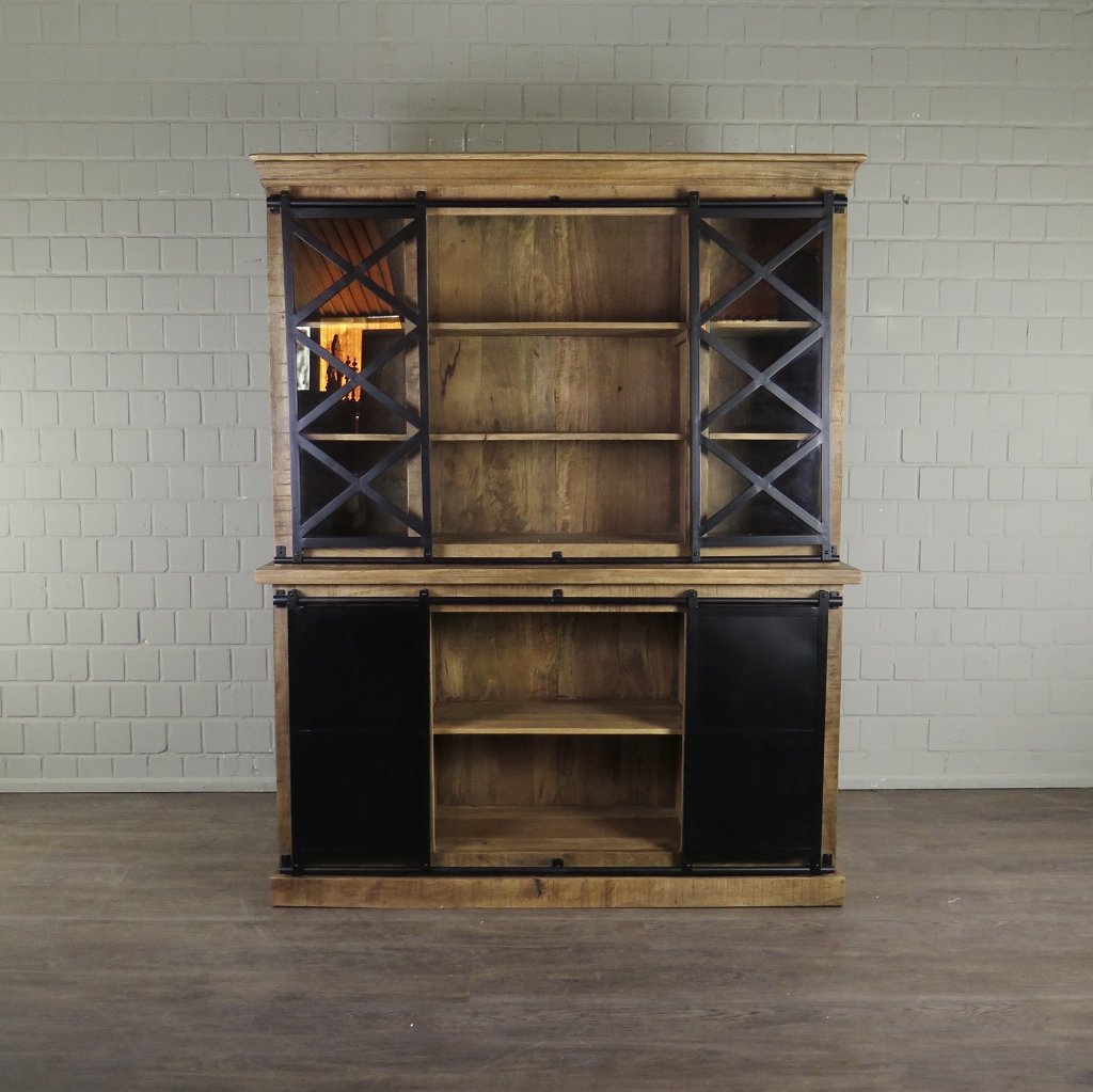 Bücherschrank Vitrine Mangoholz 1,60 m