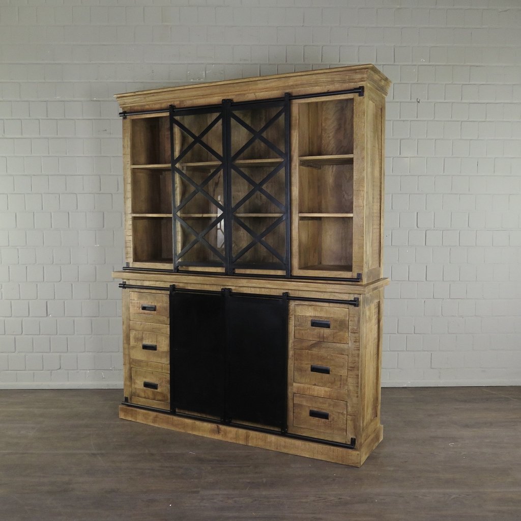 Bücherschrank Vitrine Mangoholz 1,60 m