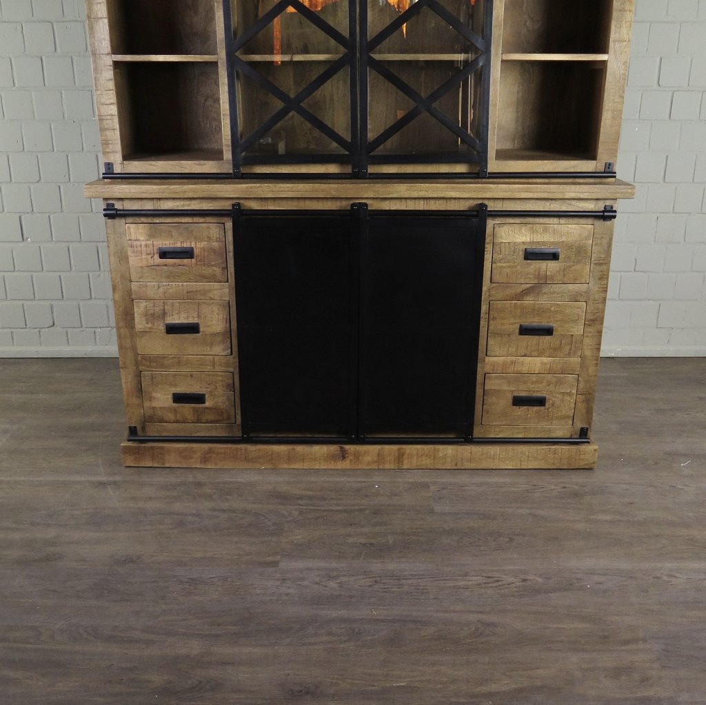 Bücherschrank Vitrine Mangoholz 1,60 m