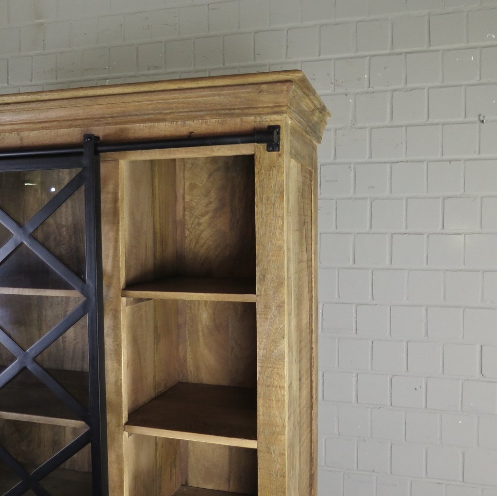 Bücherschrank Vitrine Mangoholz 1,60 m