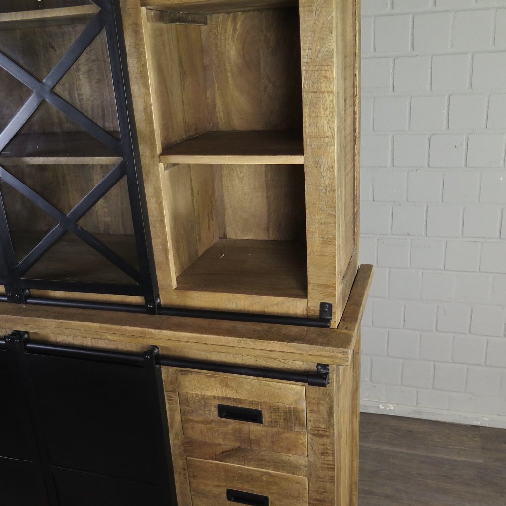 Bücherschrank Vitrine Mangoholz 1,60 m