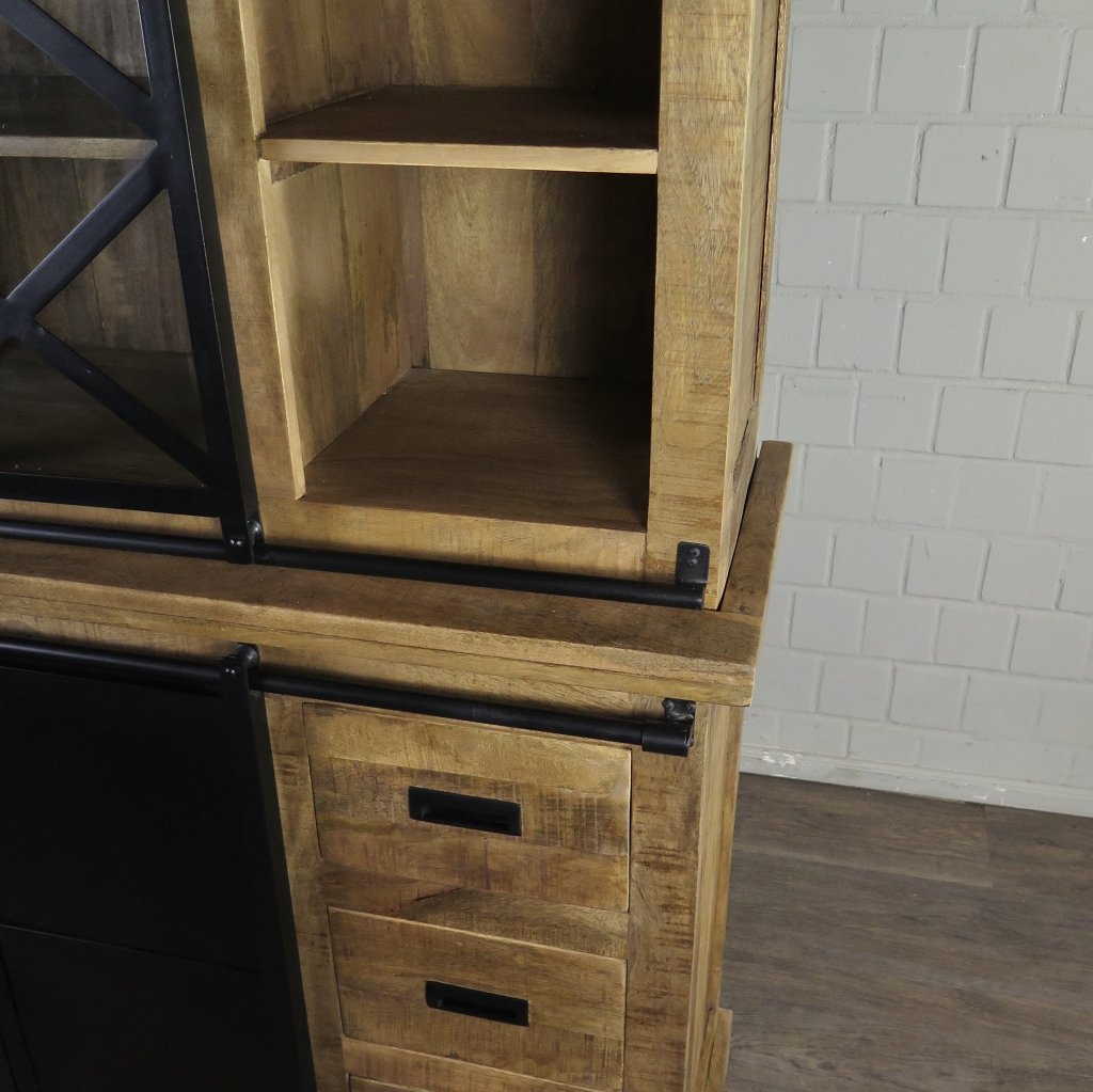 Bücherschrank Vitrine Mangoholz 1,60 m