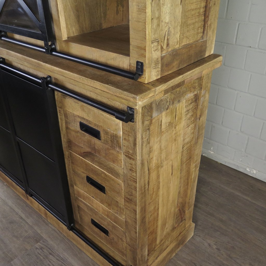 Bücherschrank Vitrine Mangoholz 1,60 m
