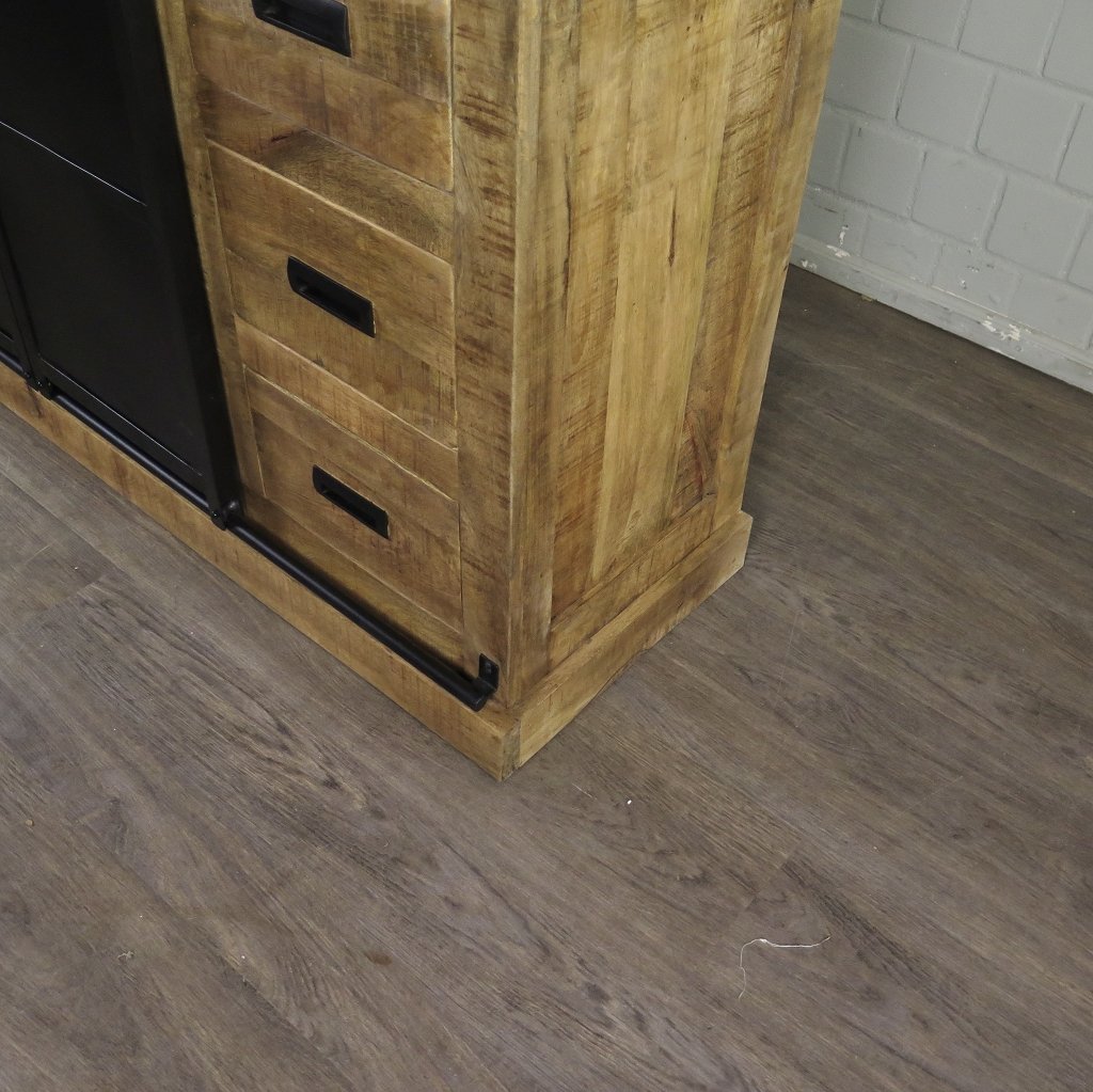Bücherschrank Vitrine Mangoholz 1,60 m