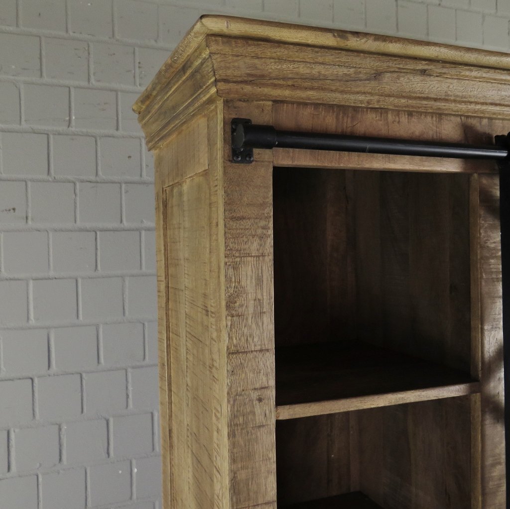 Bücherschrank Vitrine Mangoholz 1,60 m