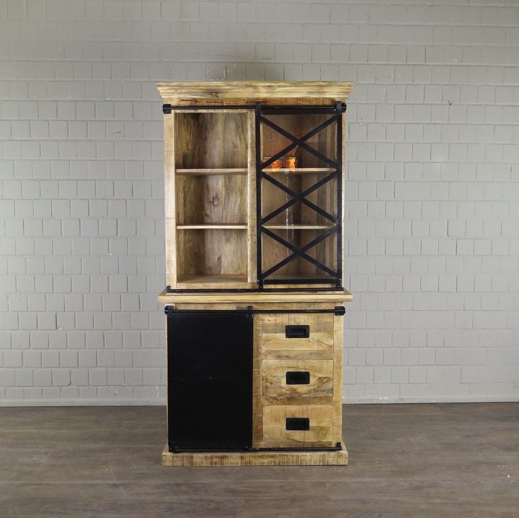 Bücherschrank Vitrine Mangoholz 1,00 m
