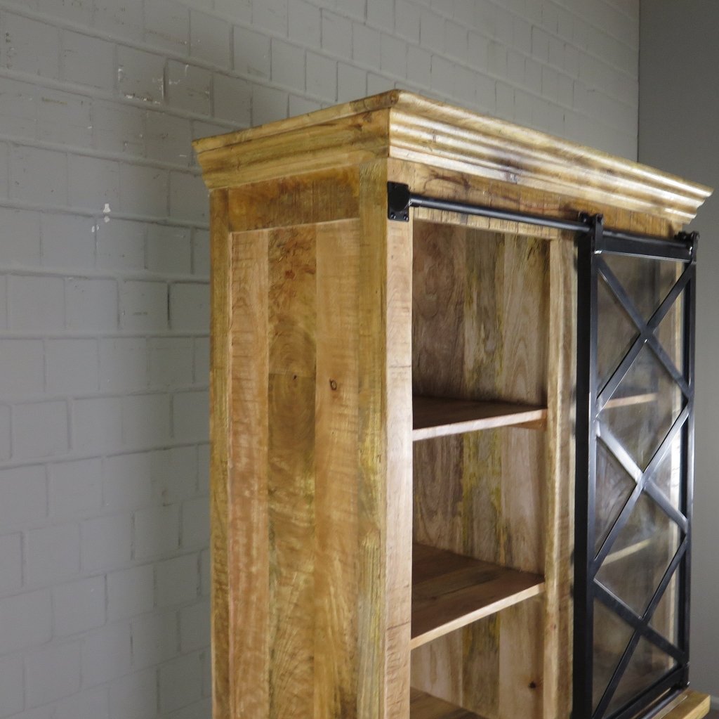 Bücherschrank Vitrine Mangoholz 1,00 m