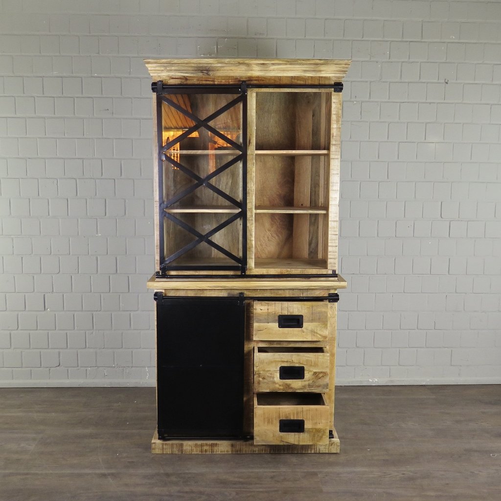 Bücherschrank Vitrine Mangoholz 1,00 m