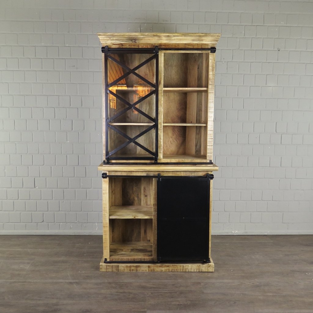 Bücherschrank Vitrine Mangoholz 1,00 m