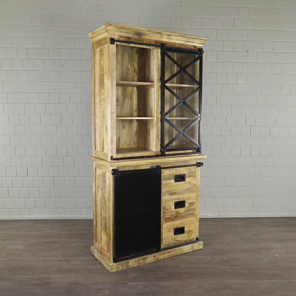 Bücherschrank Vitrine Mangoholz 1,00 m