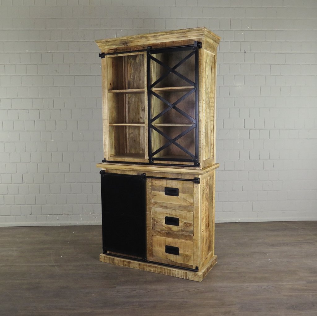 Bücherschrank Vitrine Mangoholz 1,00 m