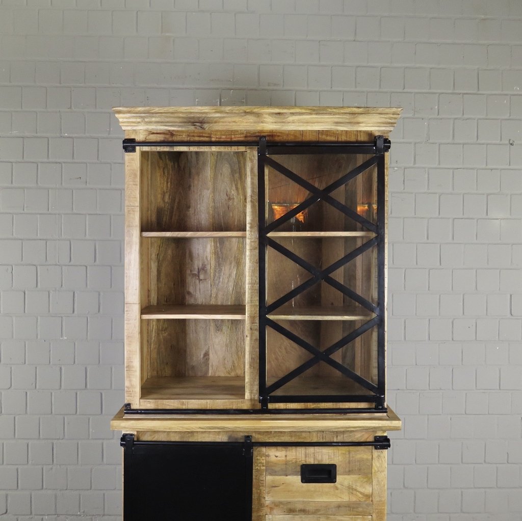 Bücherschrank Vitrine Mangoholz 1,00 m