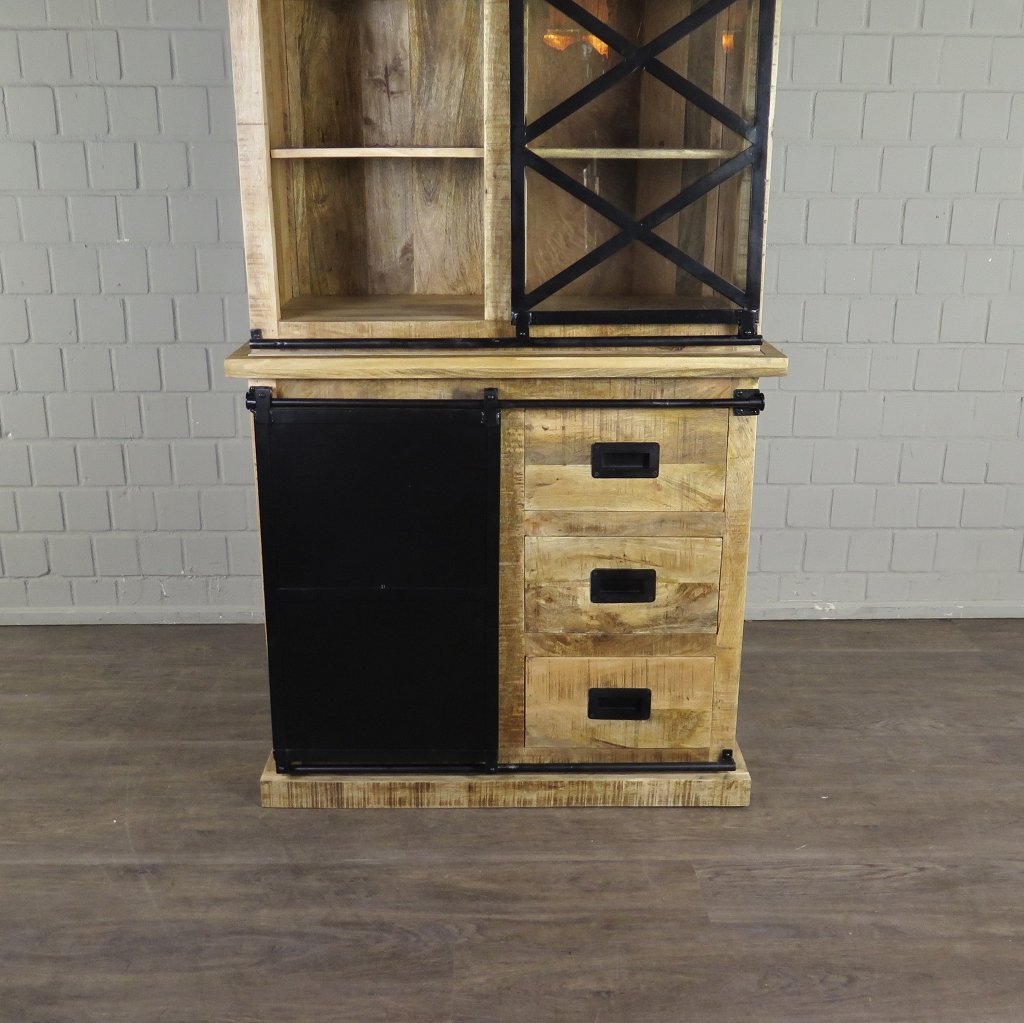 Bücherschrank Vitrine Mangoholz 1,00 m