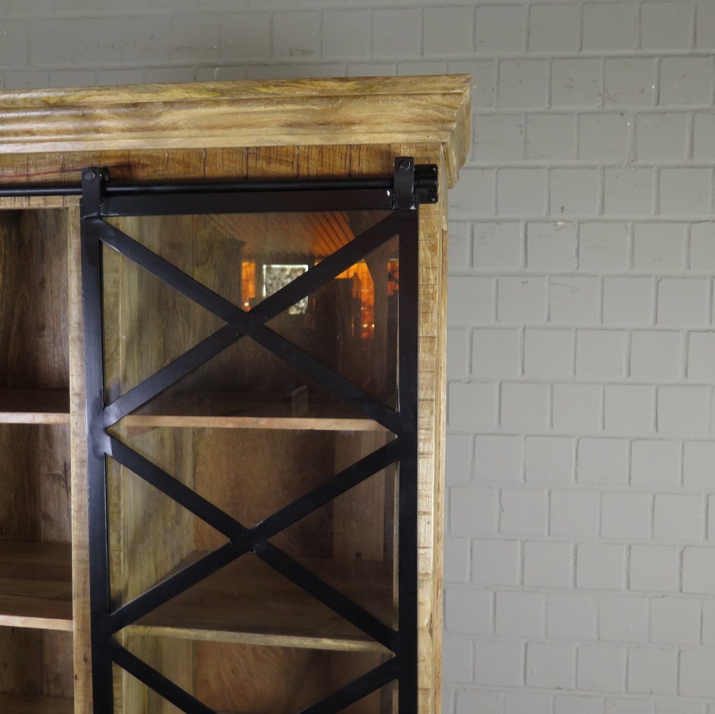 Bücherschrank Vitrine Mangoholz 1,00 m