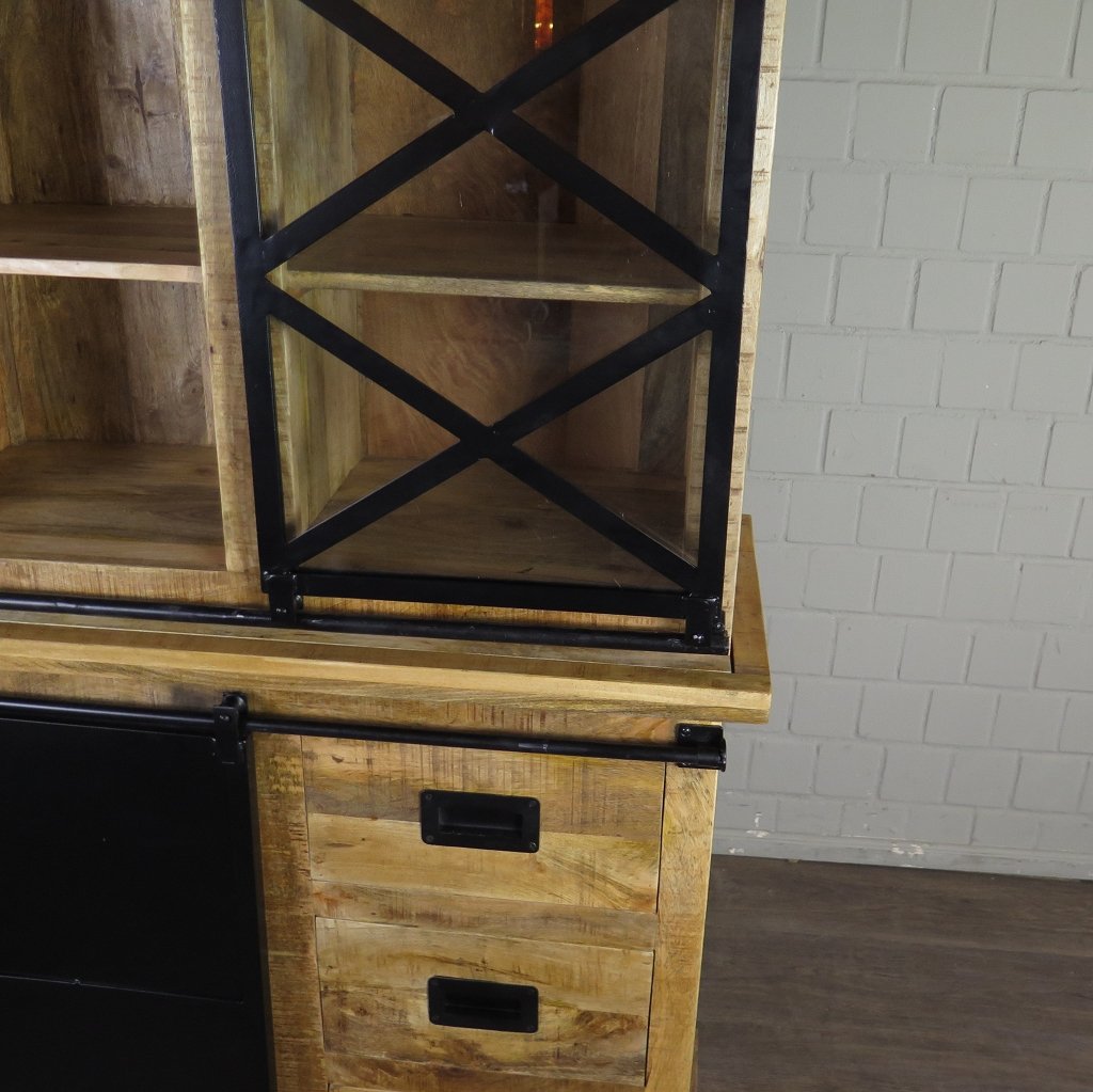 Bücherschrank Vitrine Mangoholz 1,00 m