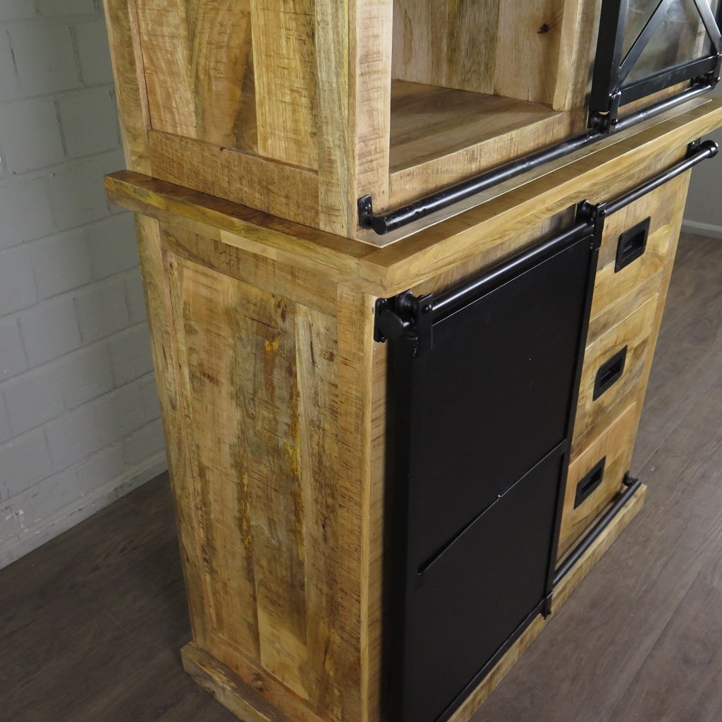Bücherschrank Vitrine Mangoholz 1,00 m